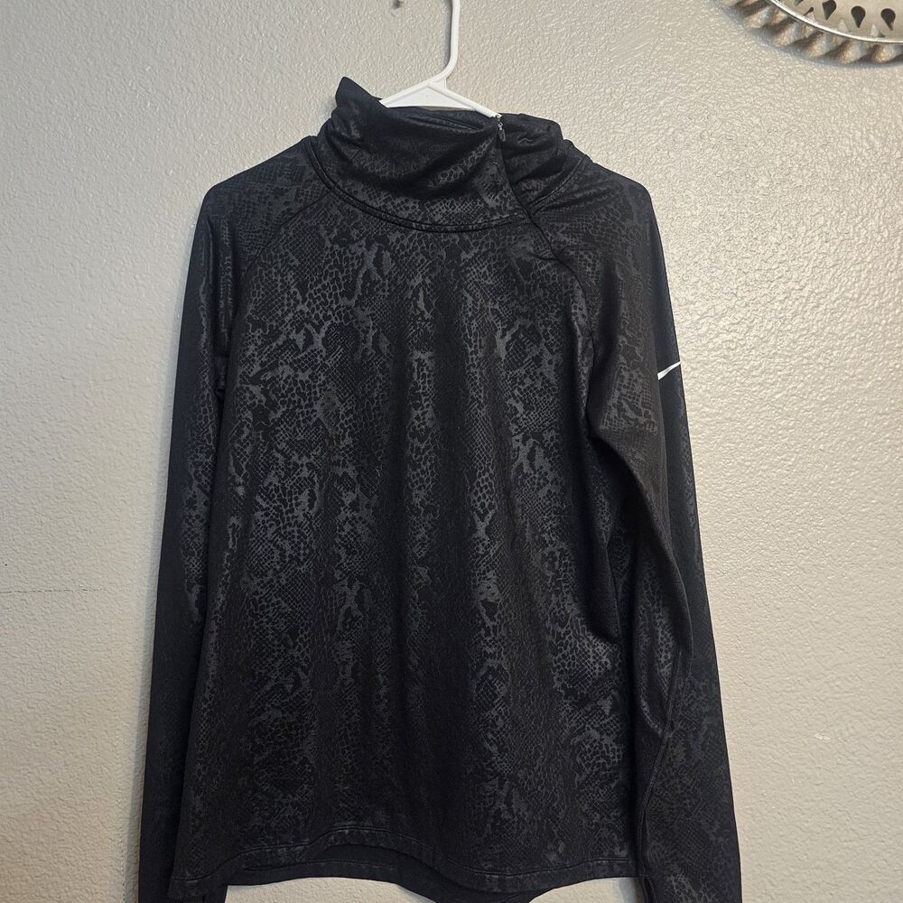 Nike Pro Dri-FIT Women's XL Black Snake Print Quarter Zip Pullover Athletic I832